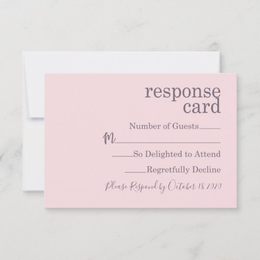 Minimalistische moderne Mauve Wedding Response Car RSVP Karte (Vorderseite)