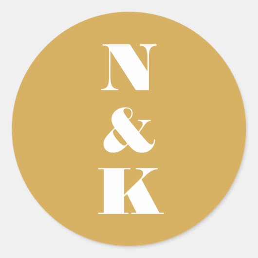Minimalistische moderne Mongram-Gelbe Hochzeit Runder Aufkleber (Vorderseite)