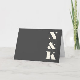 Minimalistische moderne Monogram Black and White W Dankeskarte