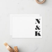 Minimalistische moderne Monogram Black and White W Mitteilungskarte (Vorderseite/Rückseite Beispiel)