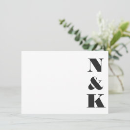 Minimalistische moderne Monogram Black and White W Mitteilungskarte