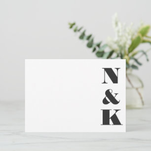 Minimalistische moderne Monogram Black and White W Mitteilungskarte
