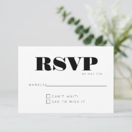 Minimalistische moderne Monogram Black and White W RSVP Karte
