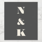 Minimalistische moderne Monogram Black and White W Weinetikett (Einzelnes Label)