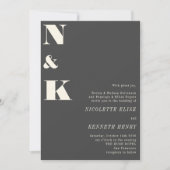 Minimalistische moderne Monogram Black Bold Weddin Einladung (Vorderseite)