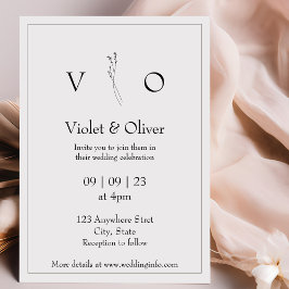 Minimalistische moderne Monogram Black & White Wed Einladung
