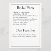 Minimalistische moderne Monogram Black & White Wed Programm (Rückseite)