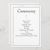 Minimalistische moderne Monogram Black & White Wed Programm (Vorne/Hinten)