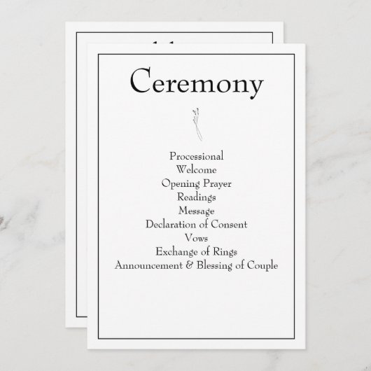 Minimalistische moderne Monogram Black & White Wed Programm (Vorne/Hinten)