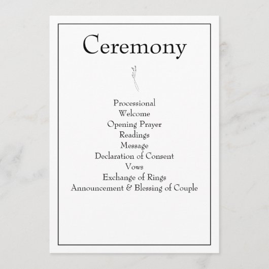 Minimalistische moderne Monogram Black & White Wed Programm (Vorderseite)