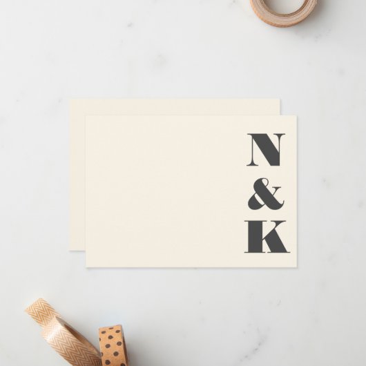 Minimalistische moderne Monogram Elfenbeincreme-Ho Mitteilungskarte (Vorderseite/Rückseite Beispiel)