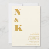 Minimalistische moderne Monogram, gelb fett Save The Date (Vorderseite)