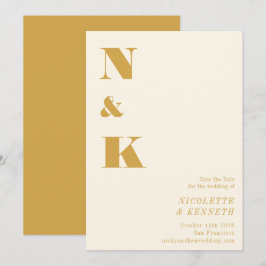 Minimalistische moderne Monogram, gelb fett Save The Date