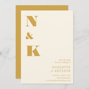 Minimalistische moderne Monogram, gelb fett Save The Date