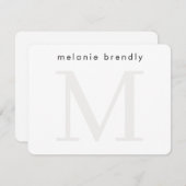 Minimalistische moderne Monogram-Silberne Notizkar Mitteilungskarte (Vorne/Hinten)