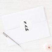 Minimalistische moderne Monogram White-Hochzeit Runder Aufkleber (Umschlag)