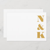 Minimalistische, moderne Monogramm-Gelbe Hochzeitn Mitteilungskarte (Vorne/Hinten)