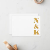 Minimalistische, moderne Monogramm-Gelbe Hochzeitn Mitteilungskarte (Vorderseite/Rückseite Beispiel)