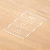 Minimalistische moderne Monogramm-Hochzeit klar Acryleinladungen (Ablage )