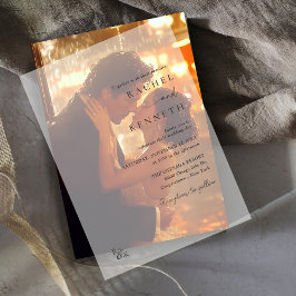 Minimalistische moderne Monogramm-Hochzeit Pergament Einladungen