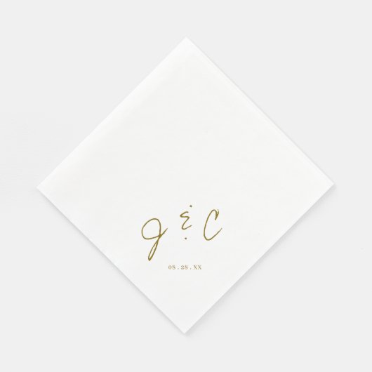 Minimalistische moderne Monogramm-Hochzeit Serviette (Ecke)