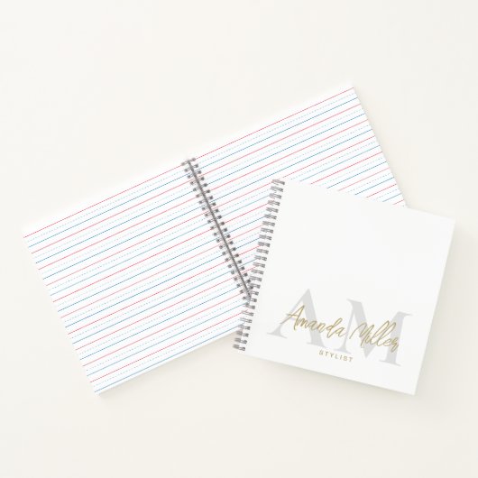 Minimalistische, moderne Monogramm Notizblock (Innenseite)