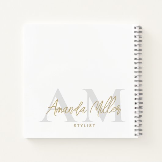 Minimalistische, moderne Monogramm Notizblock (Rückseite)