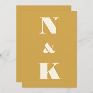 Minimalistische moderne Monogramm-Safran Gelbe Hoc Einladung