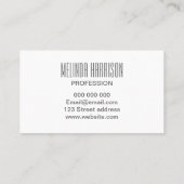 Minimalistische moderne mutige graue visitenkarte (Rückseite)