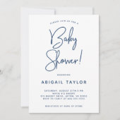 Minimalistische moderne Navy Blue Baby Dusche Einl Einladung (Vorderseite)