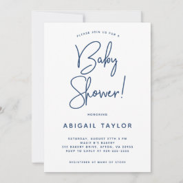 Minimalistische moderne Navy Blue Baby Dusche Einl Einladung