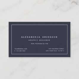 Minimalistische, moderne Navy Blue Business Card Visitenkarte