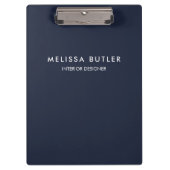 Minimalistische moderne Navy Blue Clipboard Klemmbrett (Vorderseite)