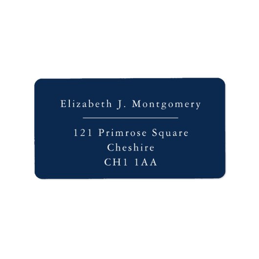 Minimalistische moderne Navy Blue-Rücksendeadresse Adressaufkleber (Vorne)