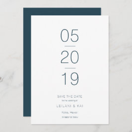 Minimalistische, moderne Navy Blue-Save the Date-K Einladung