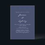 Minimalistische moderne Navy Blue Script Hochzeit Einladung<br><div class="desc">Minimalistische,  moderne Navy Blue Script Einladung</div>