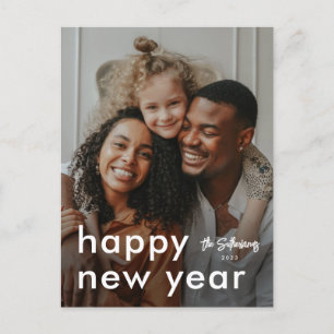 Minimalistische moderne Neujahrsfotos Feiertagspostkarte