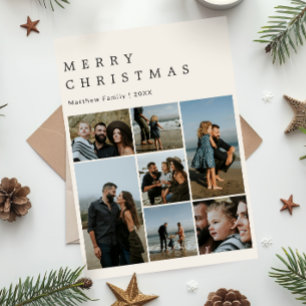 Minimalistische moderne neutrale Weihnachtsfamilie Feiertagskarte