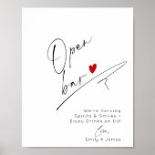 Minimalistische moderne Open Bar Wedding Poster (Vorne)