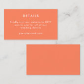 Minimalistische moderne Orange Mandarine Hochzeit Begleitkarte (Vorne/Hinten)