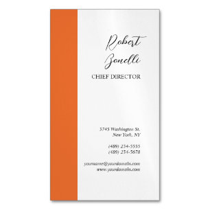 Minimalistische, moderne, orange-weiße Farbe Perso Magnetische Visitenkarte