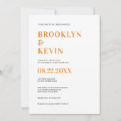 Minimalistische moderne Orangenhochzeit | QR-Code Einladung (Vorderseite)