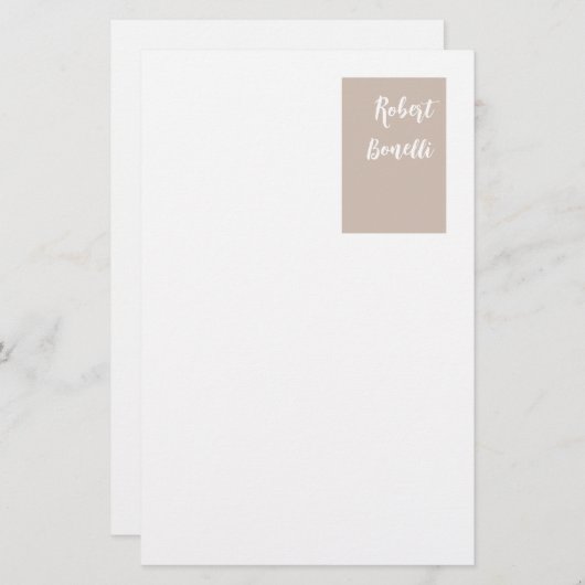 Minimalistische, moderne, pastellweiße Farbe Perso Briefpapier (Vorne/Hinten)