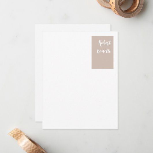 Minimalistische, moderne, pastellweiße Farbe Perso Mitteilungskarte (Vorderseite/Rückseite Beispiel)