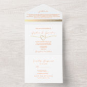 Minimalistische moderne Peach Fuzz Wedding All In One Einladung (Innen Boden)