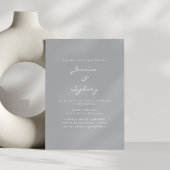 Minimalistische, moderne Pewter Gray Script Weddin Einladung