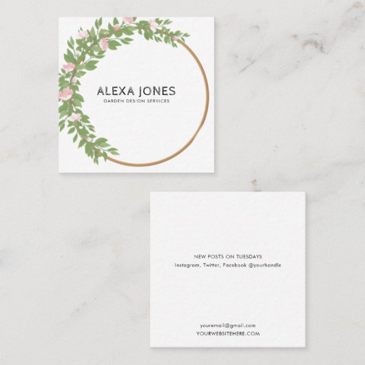 Minimalistische moderne Pflege Landschaftsgärten Quadratische Visitenkarte (Vorne/Hinten)