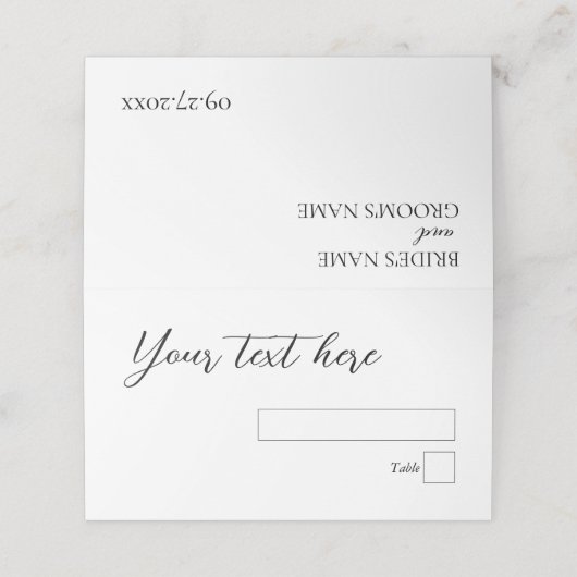 Minimalistische moderne Platzkarte für einfache Ho (Außenseite Aufgefaltet)