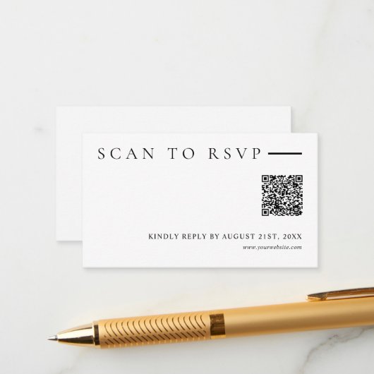 Minimalistische moderne QR-Code-Hochzeitswebsite R Begleitkarte (Vorderseite/Rückseite Beispiel)