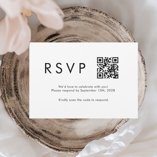 Minimalistische moderne QR-Hochzeit RSVP Karte